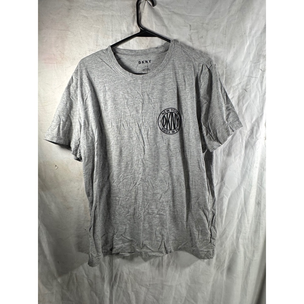 DKNY Mens Heather Gray New York Graphic Logo T-Shirt Size Large Short Sleeve Tee